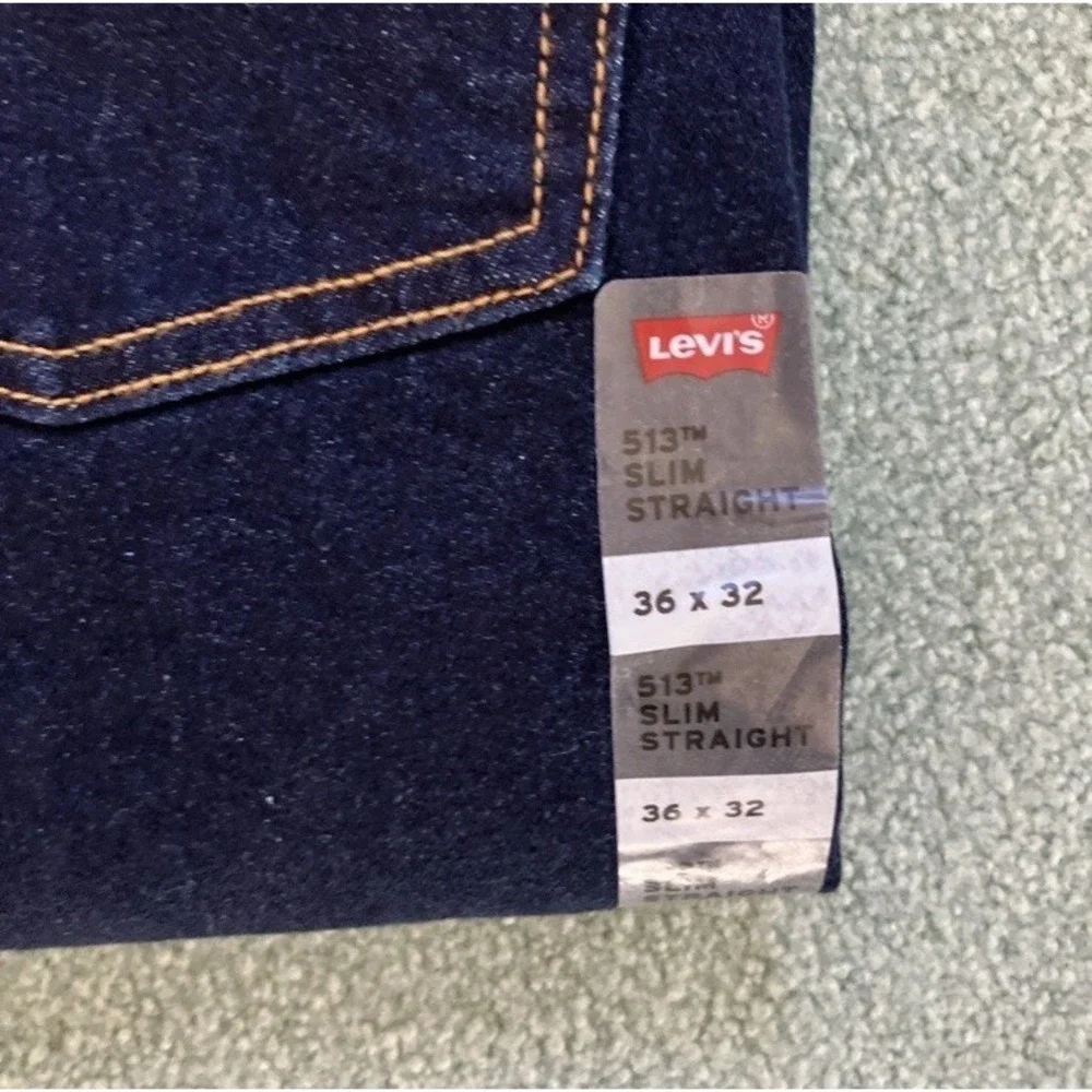 Levi's 513 Slim Straight Men's Jeans 36x32 Dark Blue Denim Cowboy NWT